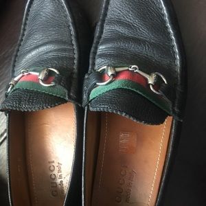 Mens Black Leather Gucci Shoes